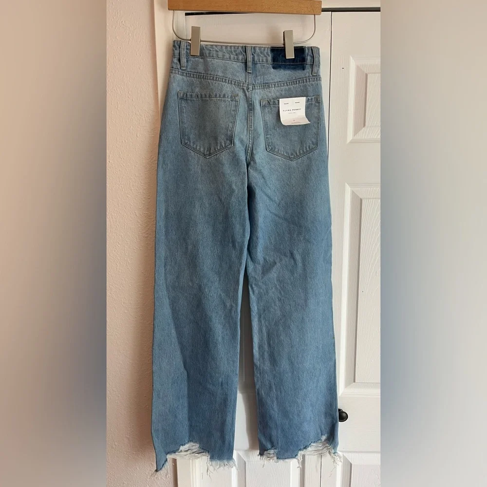 Flying Monkey High Rise Wide Leg Jeans Distressed